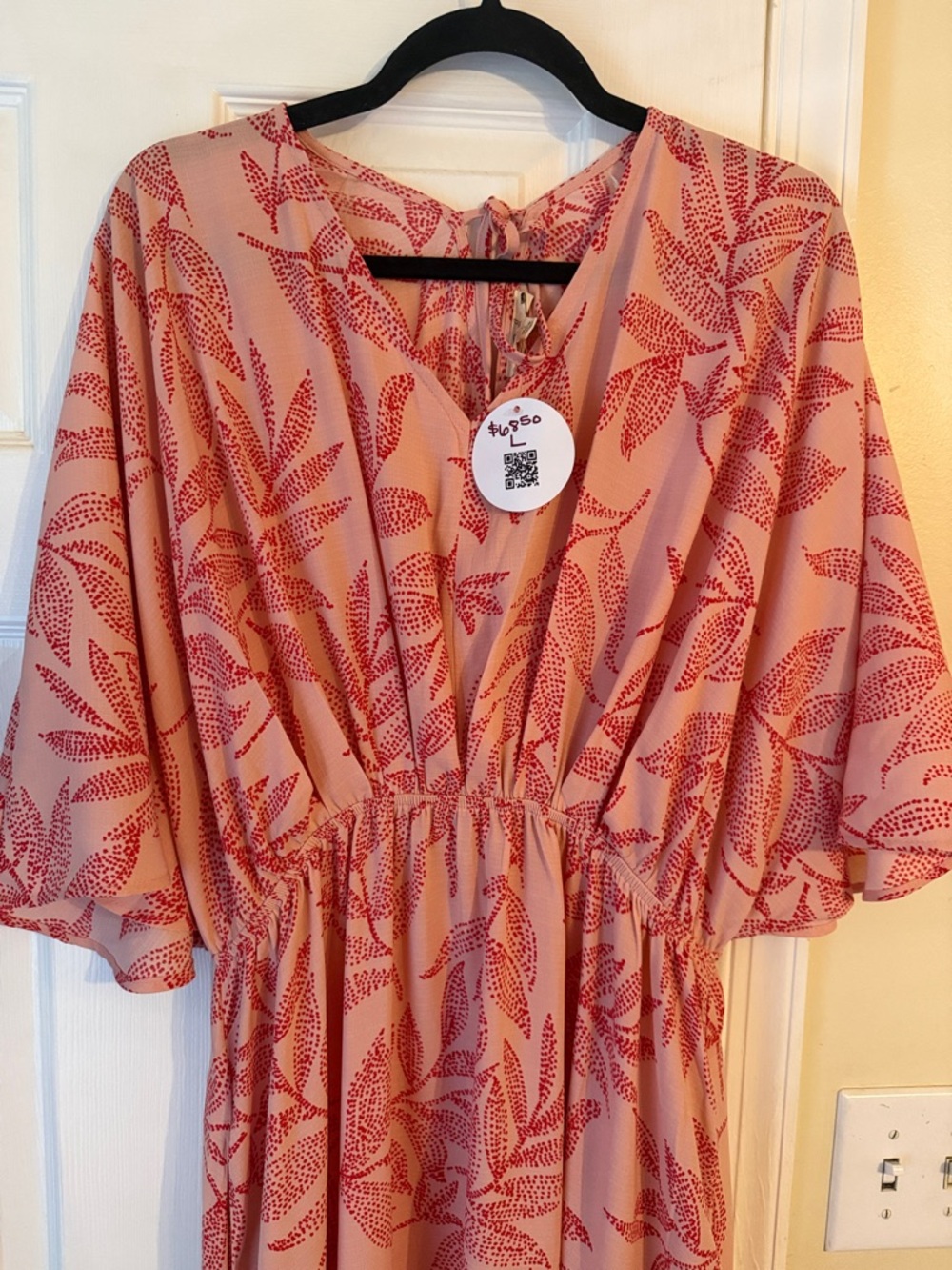 easel Pink Dress with Red Dot Floral Print